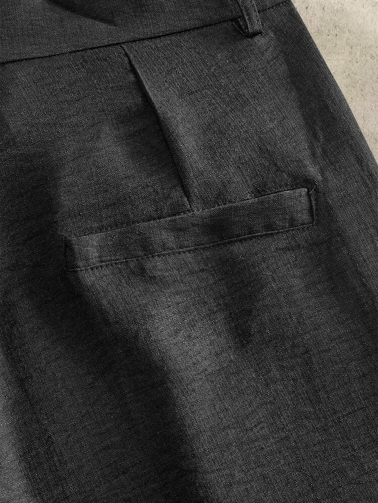 HIMLAND Men's Party Woven Long Mid-Waist Straight Leg Casual Suit Pants, Suitable For Daily Wear, Spring/Summer, Vacation, Party, Wedding Season, Graduation Gift - Black - View 5