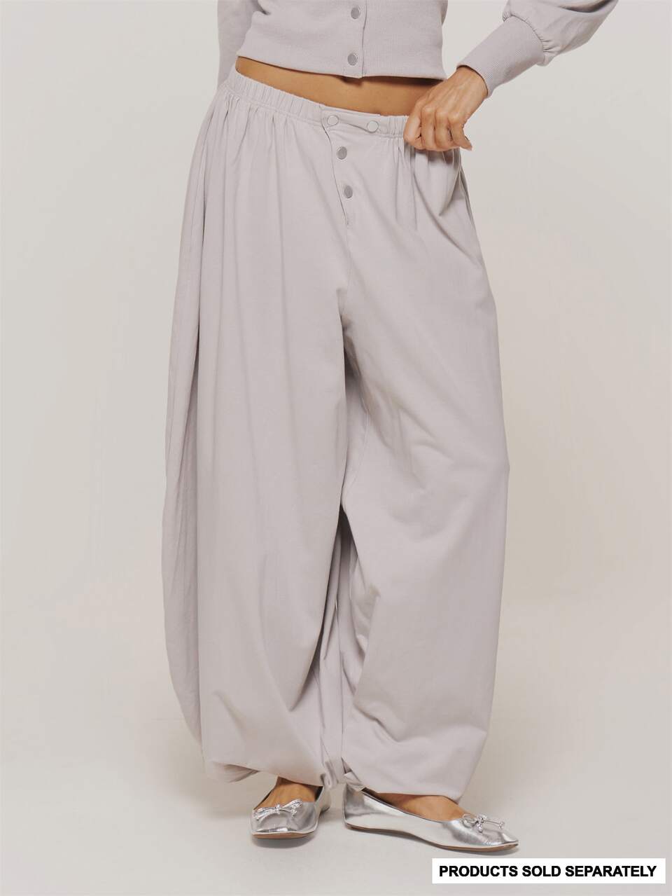Grey Soft Jersey Button Detail Baggy Joggers Winter Casual Day Comfy Outfit Cool  Grey Womens Jogger Pants
