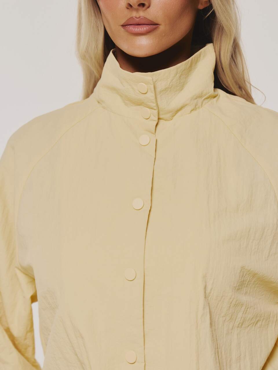 Yellow Funnel Neck Cinched Waistline Jacket Winter Casual Day Comfy Outfit Cool  Yellow Womens Jacket