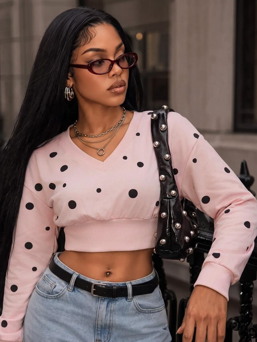 BamGleam New Sexy And Elegant Party Deep V-Wave Point Hoodie - Pink - View 1