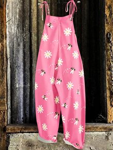 EMERY ROSE Plus Size Women Casual Printed Jumpsuit Fall - Pink - View 2