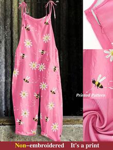 EMERY ROSE Plus Size Women Casual Printed Jumpsuit Fall - Pink - View 1