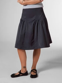 COUREZ Panel Midi Nylon Skirt, Y2K Casual For Women Core Going Out Brunch Picnic Work Office Autumn Concert Charcoal Gray - Black - View 7