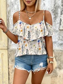 EMERY ROSE Plus Size Women's Printed Shirt, Suitable For Dating, Romantic Holidays, Casual Daily Wear, Versatile And Fashionable, Spring/Summer Style. - Multicolor - View 5