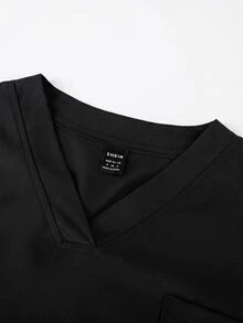 TaskEZ 短袖上衣與長褲刷手服套裝 - 黑色 - 查看 5