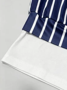 SHEIN Striped 2 In 1 Long Sleeve Casual Commuter Shirt - Multicolor - View 6