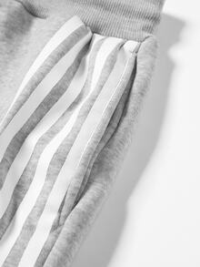 PAVTROS Men's Colorblock Striped Hoodie & Sweatpants Set - Grey - View 6