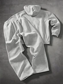 PAVTROS Men's Colorblock Striped Hoodie & Sweatpants Set - Grey - View 2