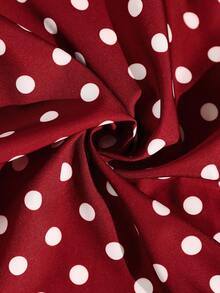 Auvina Plus Size Women's Vintage Polka Dot Print Square Neck Cinched Cinched Waist Flattering French Elegant Casual Versatile Dress - Red - View 8