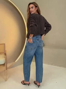Amy Towne Women's Solid Color Front Button Long Sleeve Casual Blouse,Knitted Sweater In Fall/Winter Brown - Coffee Brown - View 5
