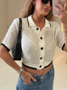Amy Towne Regular Loose Drop Shoulder Round Neck Knit Cardigan,Autumn White - White - View 4