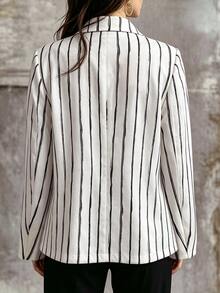Linhara CURVE Plus-Size Lady's Casual Striped Business Suit For Autumn - Apricot - View 2