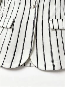 Linhara CURVE Plus-Size Lady's Casual Striped Business Suit For Autumn - Apricot - View 5