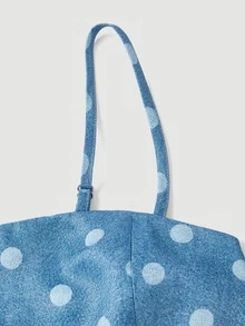 SHEIN MOD Washed Blue Polka Dot Polka Dot Print Camisole Top Vacation Summer Cute.Halloween.Back To School. - Multicolor - View 8