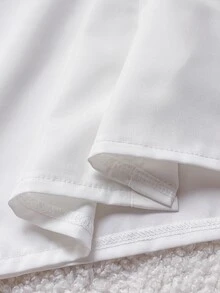 SHEIN 女童優雅刺繡蕾絲花瓣領公主風長袖前扣單排扣休閒時尚公主襯衫，適合上學穿著 - 白色 - 查看 7