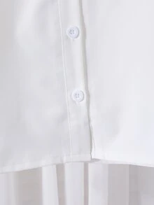 SHEIN 女童優雅刺繡蕾絲花瓣領公主風長袖前扣單排扣休閒時尚公主襯衫，適合上學穿著 - 白色 - 查看 8