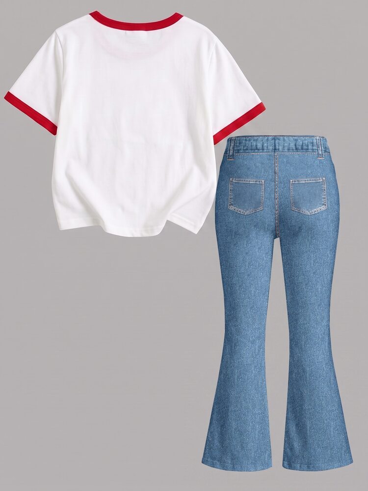 Tween Girl Tween Girl Tween Girl Casual Minimalist Short Sleeve Top & Long Pants 2 Pieces Set, Suitable For Summer - Multicolor - View 2