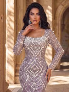Glamrae فساتين رسمية وسهرة للنساء - كاكي - مشاهدة 1