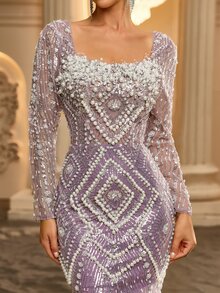 Glamrae فساتين رسمية وسهرة للنساء - كاكي - مشاهدة 8