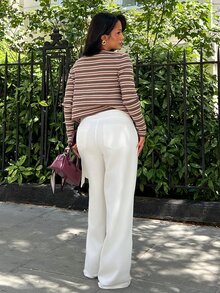 NegzBox Fashionable White Tie-Up Washed Denim Wide-Leg Pants Casual - White - View 2