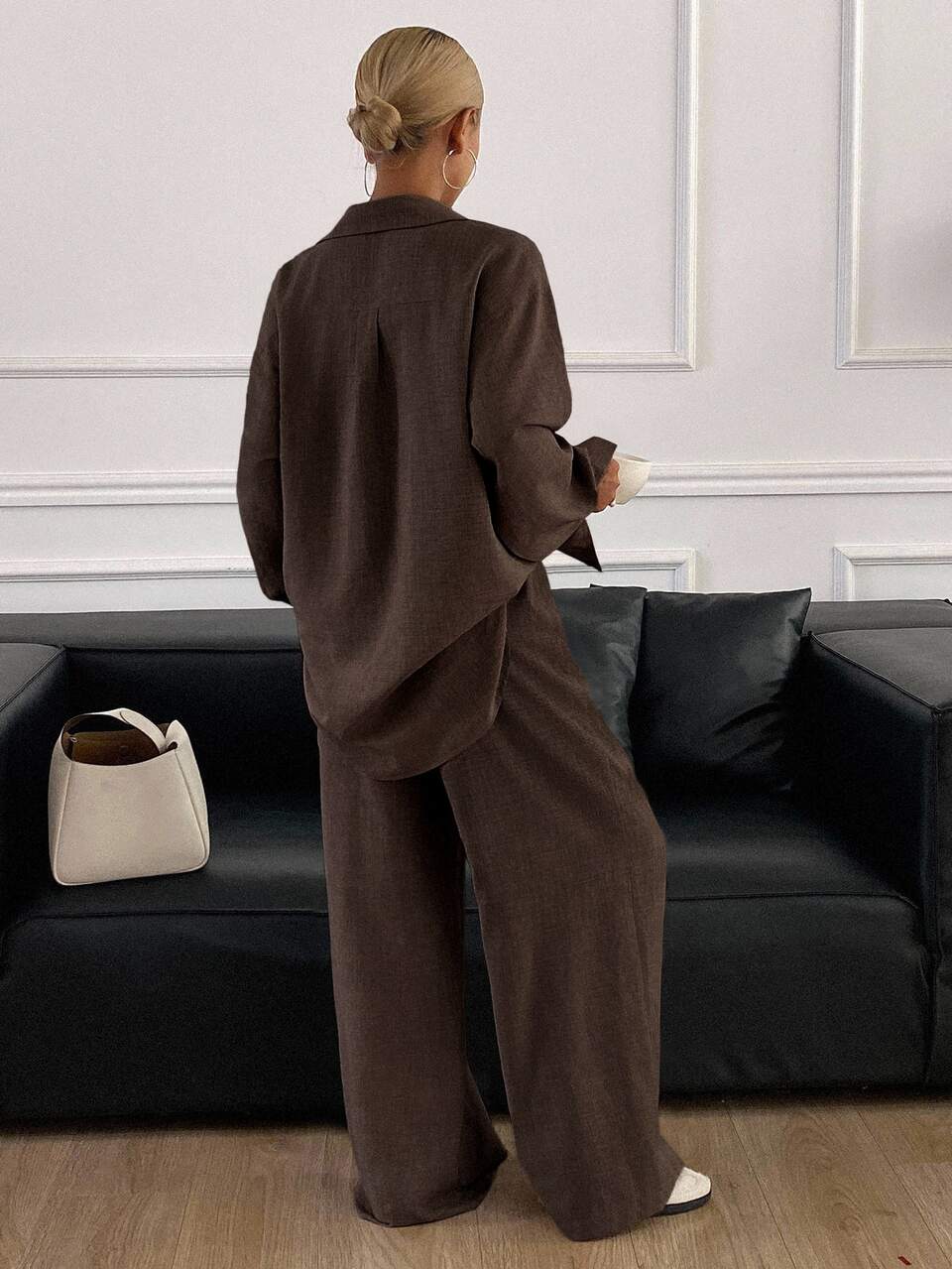 Women's Solid Color Long Sleeve Cardigan And Pants Casual Daily 2 Pieces Set Fall