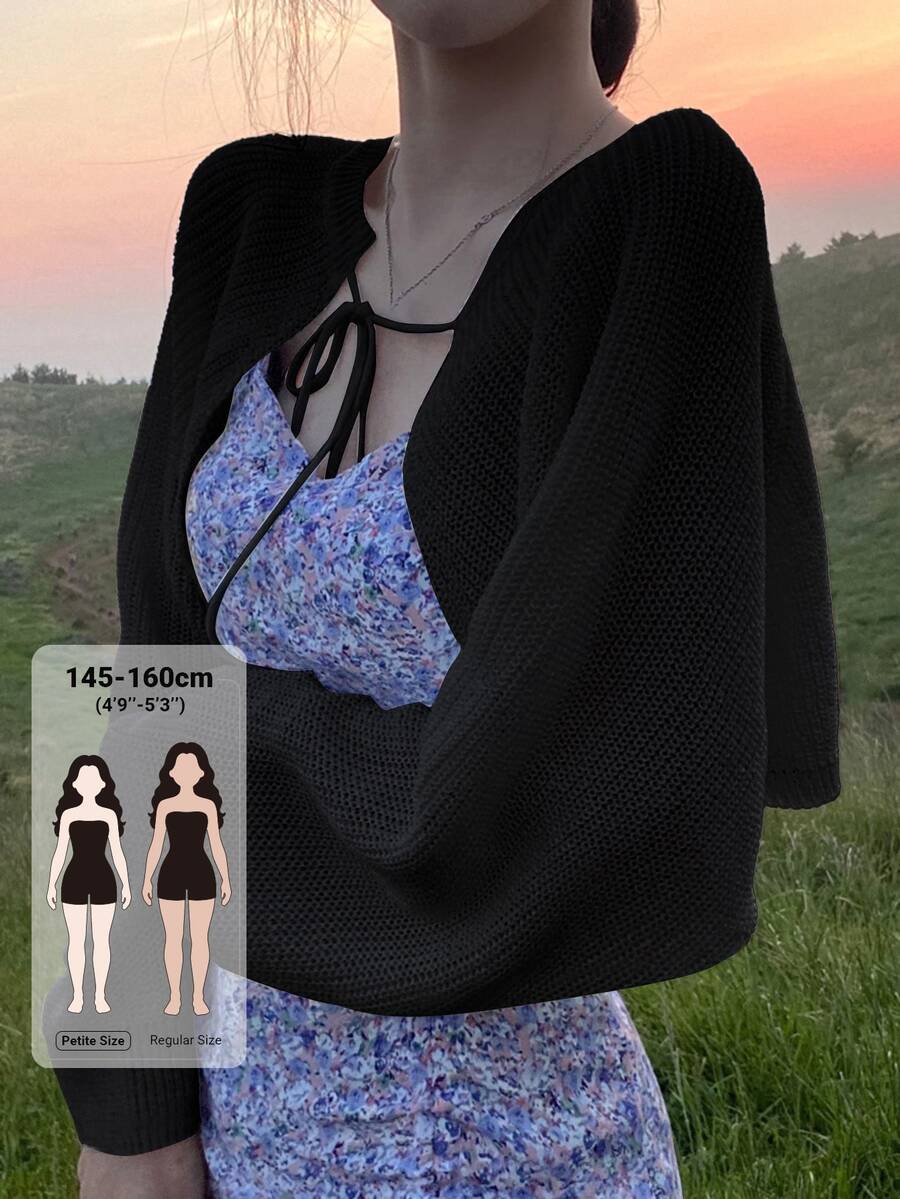 DAZY Cardigan Lengan Panjang Wanita Warna Polos Kasual Serbaguna untuk Sehari-hari di Musim Gugur - Hitam - View 1