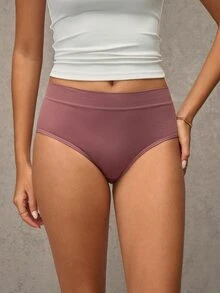 Esseday Women's Multicolor Plain Fabric Casual Stretch Briefs 5 Pack - Multicolor - View 4
