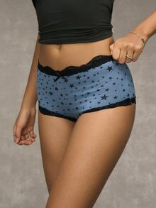 Esseday Women's Comfortable Everyday Pentagram Print Lace Patchwork Briefs - Multicolor - View 6