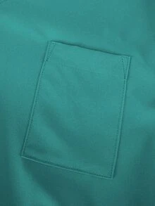 TaskEZ 柔软舒适 V 领多口袋短袖上衣和裤子 2 件套女士手术服套装 - 水鴨藍 - 查看 4