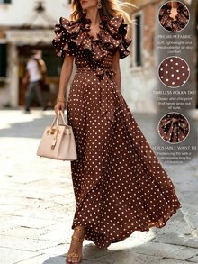 Women Long Dresses - Coffee - View 9