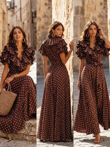 Women Long Dresses - Coffee - View 7