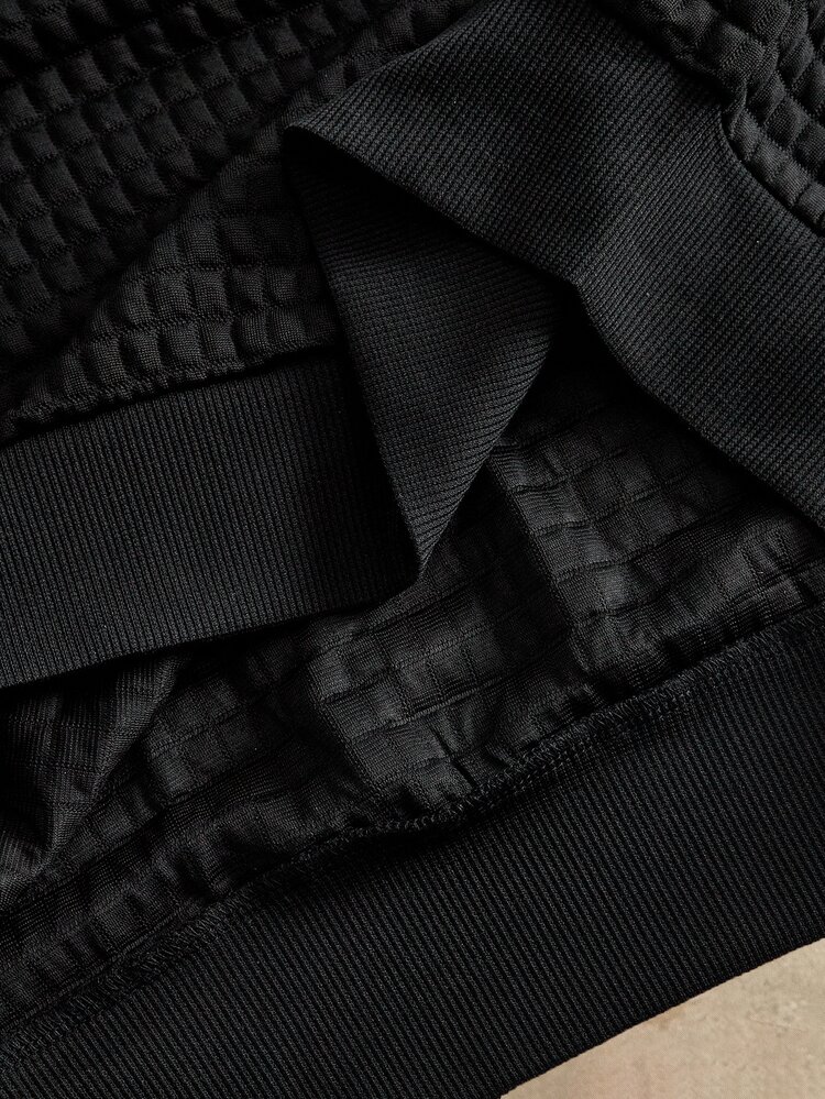 HIMLAND Men Black Color Block Sweatshirt Long Sleeve Crew Neck Patchwork Relaxed Fit Casual Pullover Streetwear Soft Fabric Daily Wear Autumn Spring Style Top - Black - View 7