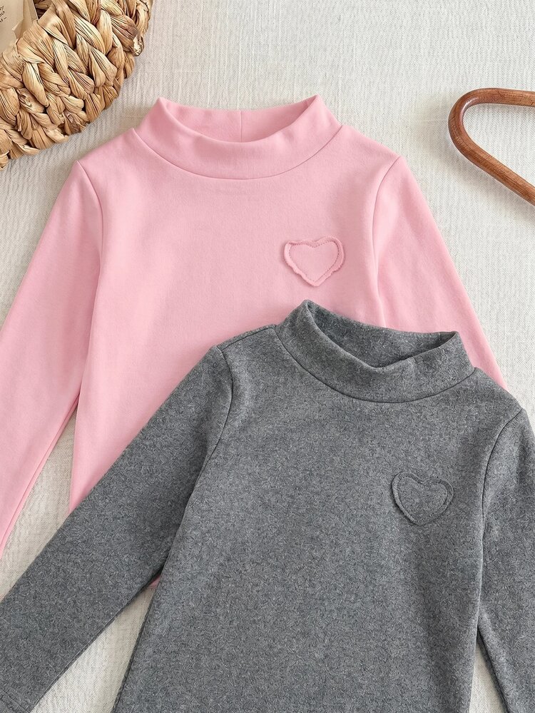 SHEIN 2pcs/Set Babygirl Cute Casual Knit Solid Color Long Sleeve Open Crotch Autumn Winter Romper - Pink - View 2