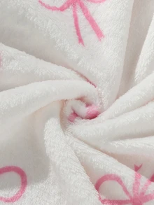 女童白色底粉色蝴蝶結印花長袖長款連帽睡袍家居服 抓絨內裡加厚款 秋冬款 - 彩色 - 查看 7