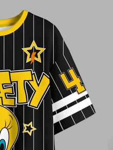 LOONEY TUNES X SHEIN Women's Letter Cartoon Print Casual Sport Daily Everyday Going Out Summer Dress Black - Black - View 4
