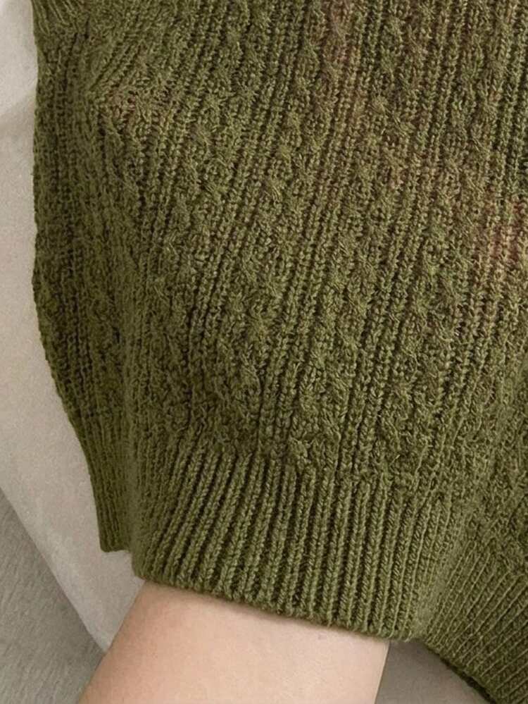 Claim Dot Men's Striped V-Neck Casual Versatile Knit Vest - Dark Green - View 4