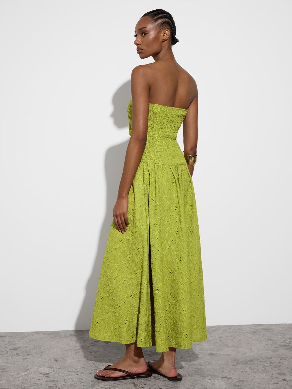 SHEIN Maija Women's Vacation Casual Solid Color Jacquard Dress,Summer Dresses For Women Yellow Wedding Guest Dress Women Strapless Dress Ruched Dress
