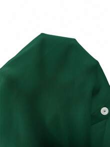 Franclia Stylish Dark Green Semi-Sheer Shirt Collar Top With Long Bishop Sleeves And Front Knot - Dark Green - View 4
