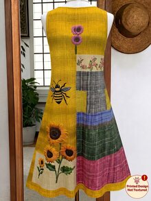 EMERY ROSE Plus Size Simple Boho Casual Elegant Versatile Sunflower Print Sleeveless Dress For Women Vacation Soft Yellow Summer - Multicolor - View 2