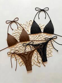 Swim Vcay 2件組高品質女款性感露背綁帶海灘度假套裝 - 彩色 - 查看 3