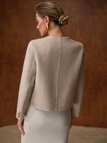 MOTF WOOL SINGLE-BREASTED OVERCOAT - White - View 3