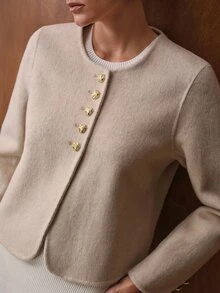 MOTF WOOL SINGLE-BREASTED OVERCOAT - White - View 1