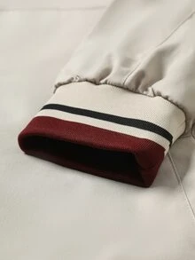 Manfinity Homme 男士休閒百搭立領夾克，秋季，男士休閒夾克，男士飛行夾克，男士拉鍊夾克，高品質男裝 - 卡其色 - 查看 8