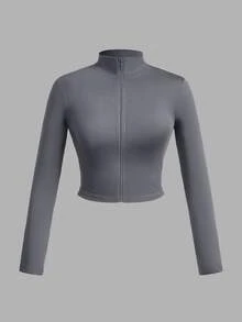 Slaydiva Omen's Simple Casual Autumn/Winter V-Neck Zipper Tight Long Sleeve T-Shirts, White+Black+Grey Fall - Multicolor - View 9