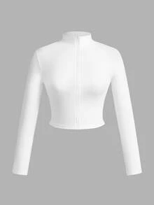 Slaydiva Omen's Simple Casual Autumn/Winter V-Neck Zipper Tight Long Sleeve T-Shirts, White+Black+Grey Fall - Multicolor - View 6