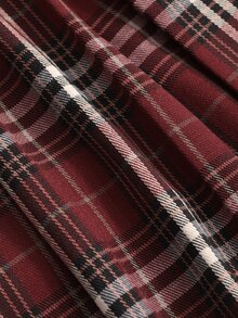DAZY Plaid Short Pleated Skirt,Fall Clothes Christmas Winter Women Skirts - Red - View 4