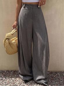 DAZY Women's Casual Loose Fit Striped Pockets Wide Leg Pants Fall,Winter - Grey - View 10