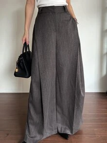 DAZY Women's Casual Loose Fit Striped Pockets Wide Leg Pants Fall,Winter - Grey - View 8