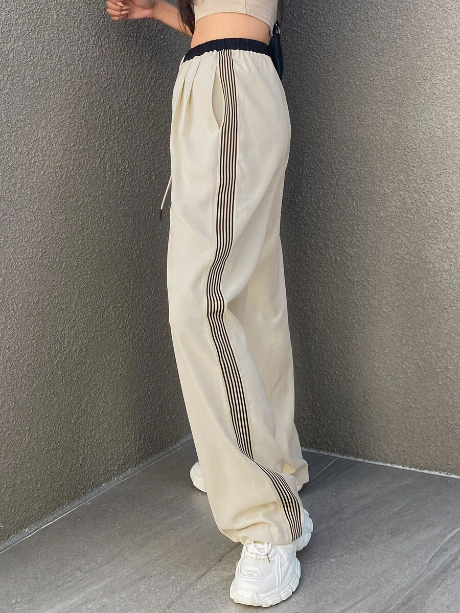 Dazy Star Drawstring Waist Slant Pocket Pants,Women Joggers - Apricot - View 1