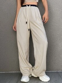Dazy Star Drawstring Waist Slant Pocket Pants,Women Joggers - Apricot - View 7